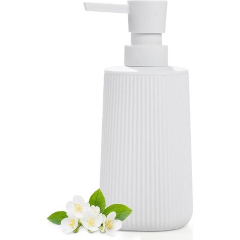 Bardusch-Distributeur savon blanc rechargeable 500 ml, plan de travail cuisine/salle de bain, design simple (1/5)