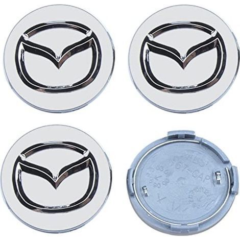 Irovami Enjoliveurs de roue argentés 56 mm (compatibles avec plusieurs modèles Mazda) - Lot de 4 (1/5)