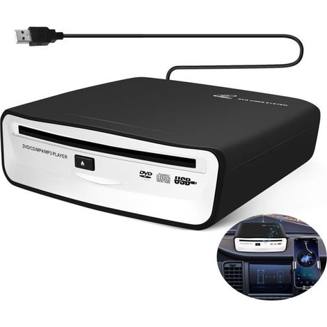 Lecteur CD Externe Portable Universel pour Voiture, Se Branche sur le Port USB de la Ordinateur Portable, Téléviseur Android 4.0 et Supérieur Navigation