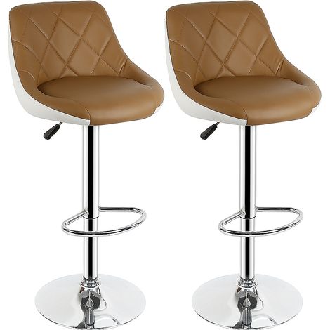 2 Barhocker Set Barstuhl Kunstleder Design Barstühle Bar Hocker Stühle Braun-weiß