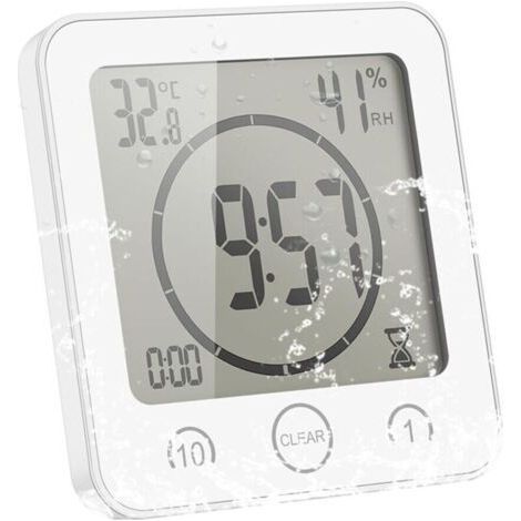 Bathroom Clock, Digital, with Alarm, Stopwatch Function, White, 11x10.6x2.9cm,Style 1 (1/5)