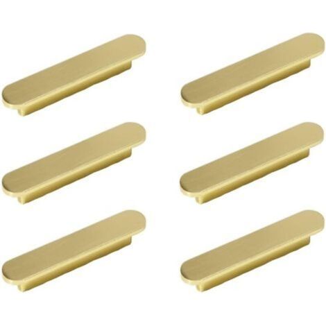 Set mit 6 goldenen Möbelgriffen Küchengriffe Gebürstetes Messing Gold Lochabstand 96mm - Schrankgriffe Möbelgriff