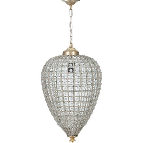 Lustre en Laiton et Cristal Diam. 30xH50 cm - Fusion - Gemmes - Élégant - Design (1/4)