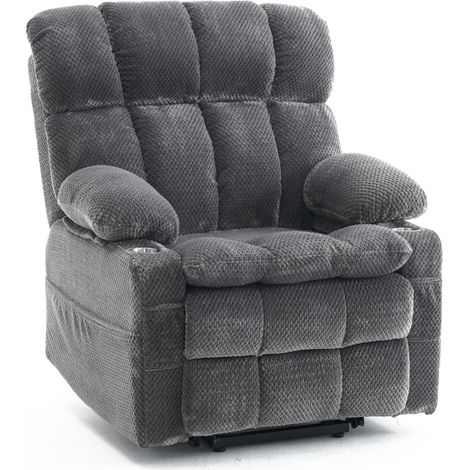 Fauteuil TV électrique réglable avec deux moteurs et aide à la position debout pour le salon, fauteuil de lecture, fauteuil inclinable, canapé une place multifonctionnel (gris) (1/5)