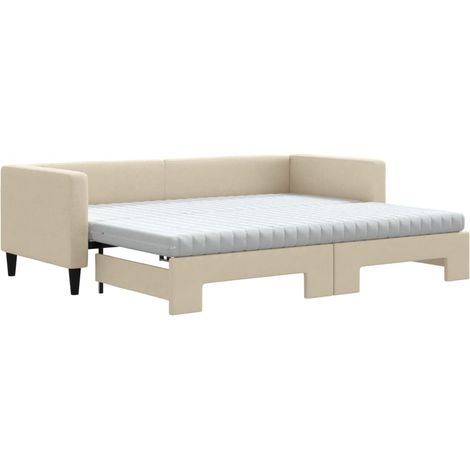 Maison Exclusive - Divano Letto Estraibile con Materassi Crema 80x200 cm Tessuto