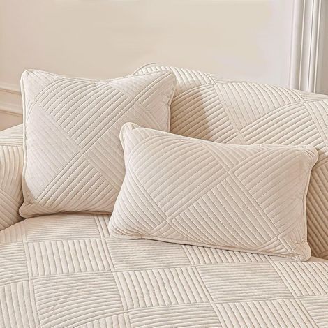 Non-slip sofa cover - Flannel sofa cover, sofa protector, thick L-shaped sofa cover for 1/2/3/4 seater sofas (1/5)