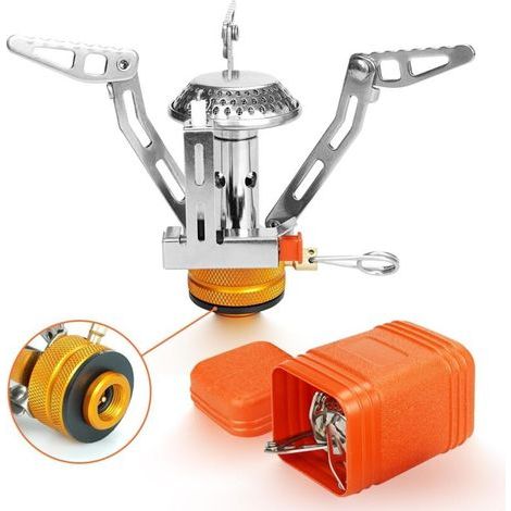 Réchaud à gaz portable 3000W – Mini brûleur pliable pour camping – Alliage aluminium et acier inoxydable – Pour 2-3 personnes (1/5)
