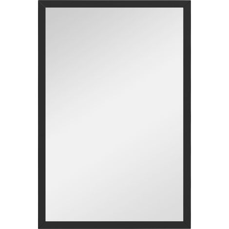 Miroir mural rectangulaire dim. 40L x 60H cm cadre bois ORPHEE noir (1/5)