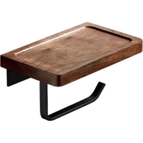 Porte-papier toilette avec tablette concave et fixation murale pour étagère en bois (auto-adhésif ou à percer) - pour cuisine et salle de bain (1/4)