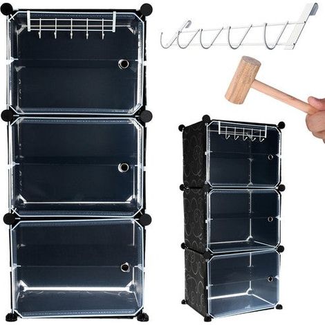 Iso-trade Modulare Schuhschrank Schwarz Sechs Ebenen (1/5)