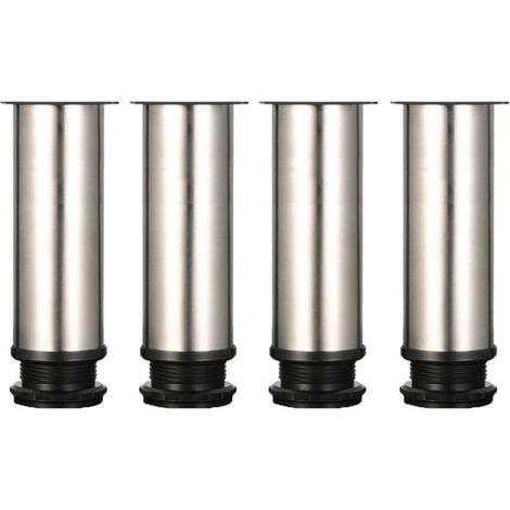 Lot de 4 pieds de meuble réglables en acier inoxydable, hauteur 150 mm, pieds renforcés pour armoires, tables, canapés et meubles de salle de bain ou salle à manger (1/5)