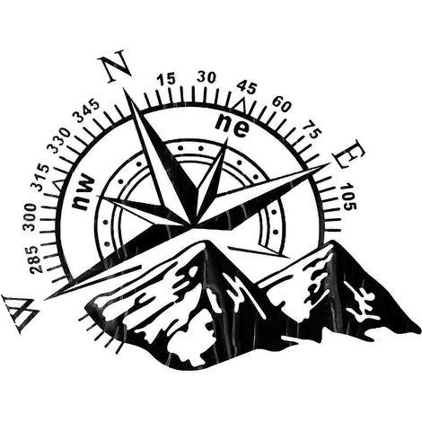 1 autocollant latéral pour SUV tout-terrain, motif boussole et montagne (1/5)