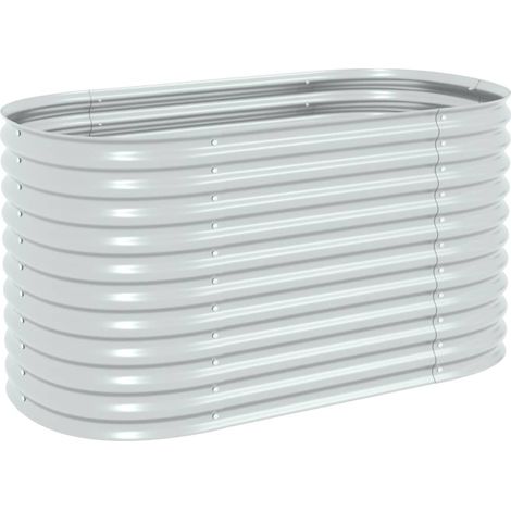 SKM Lit surélevé de jardin 160x80x81 cm Acier galvanisé Argenté (1/5)