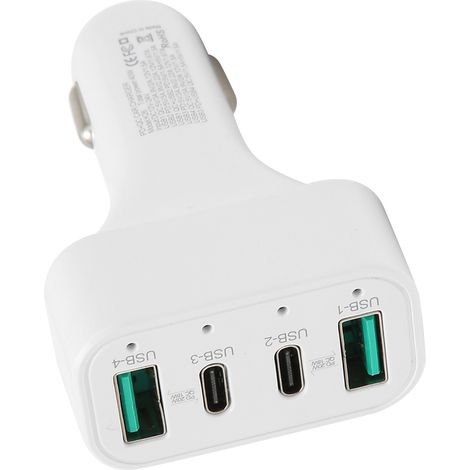 Chargeur Allume-Cigare USB-C Rapide 40W 4 Ports - Double Port Type-C et USB-A, PD QC3.0 pour Voiture (1/5)