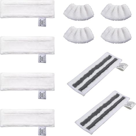 10 PCS Nettoyeur Vapeur Accessoire pour Kärcher Easyfix SC2 SC3 SC4 SC5, 4 Chiffons de Sol en Microfibre, 4 Buses à Main Microfiber Cloth, 2 Chiffons Abrasifs