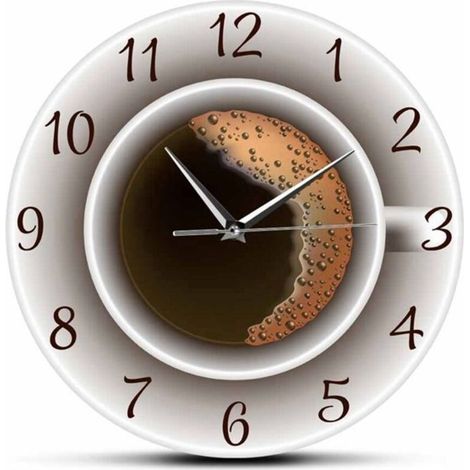 Tasse de Café avec Mousse DéCorative Silencieuse Horloge Murale Cuisine DéCor Café Signe Mural Horlogerie Café Style Montre