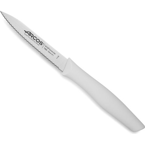 Cuchillo Mondador Arcos Nova 188614 de acero inoxidable Nitrum y mango de Polipropileno, de color blanco  hoja de 10 cm en caja expositora (1/5)