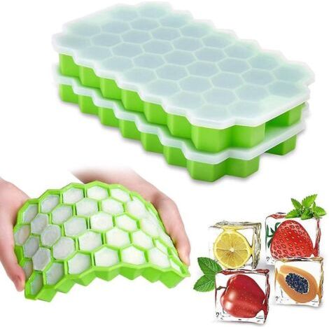 2-Piece Set - Hexagonal Ice Trays - Ideal Ice for Elegant, Eye-Catching, and Attractive Drinks - Perfect Ice Trays for Any Occasion and Type of Drink (gre) (1/4)
