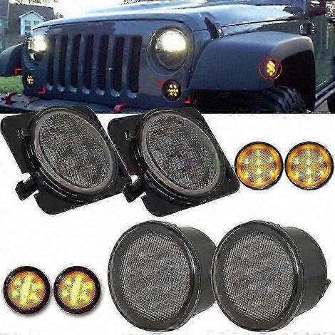 Gelbe LED-Frontblinker für Jeep Wrangler JK 2007-2017, Seitenmarkierungsleuchte, Doppelset, kompatibel mit 2- und 4-türigen Modellen, direkter Ersatz, erhöhte Sichtbarkeit, langlebiges Autoteil. (1/5)
