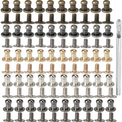 100Pcs Rivets pour Cuir Bouton de Col à Vis 5mm en Alliage de Zinc,Rivets en Cuir avec Pince Perforatrice,Rivets pour Cuir Decoratif,pour Fixation et Réparation du Cuir,Vêtements et Sac à Main (1/5)