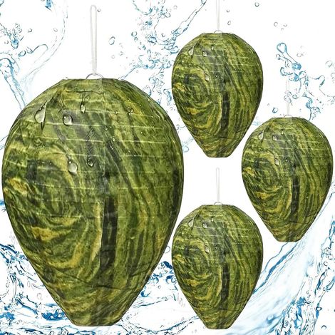 4 Pièces Faux Nid de Guêpes, Tissu Imperméable Faux Nid de Frelons, Leurres Nid de Guêpe Suspendu, Nid de Guêpe Artificiel pour Répulsif Contre Guêpes à l'extérieur Pour Jardin (Vert) (1/5)