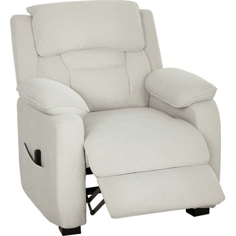 Fauteuil relax électrique inclinable 150° en velours beige avec repose-pieds et télécommande - PANGIVO (1/5)