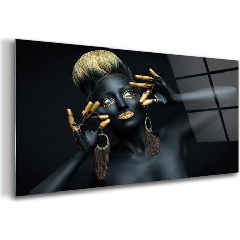 Tableau sur verre – 100 x 50 cm - Tableau mural décoratif - Verre Décorative - Femme (1/5)