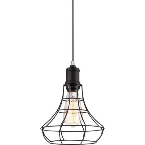 Lampada a sospensione Italux Synthia nera industriale Ø21 E27 (1/2)