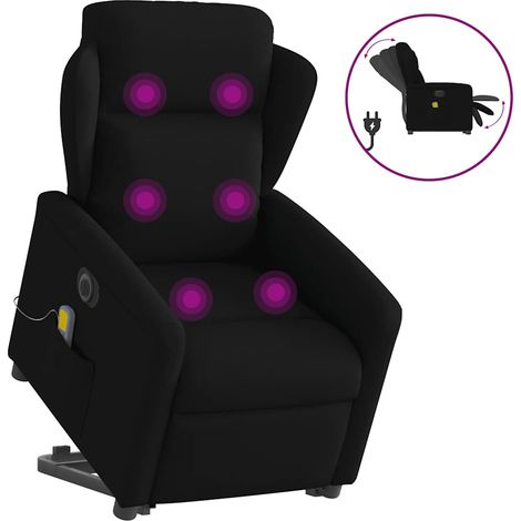 Elektrischer Massagesessel mit Aufstehhilfe Schwarz Stoff