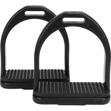 Étriers en plastique haute résistance avec coussinet en caoutchouc antidérapant noir, accessoires d'outils pour chevaux (petits), 2 pièces (1/5)