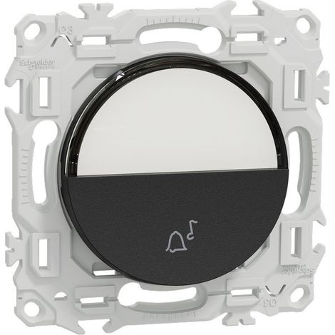 Bouton poussoir porte étiquette - Symbole carillon - Odace - S940246 - Schneider - Noir onyx (1/3)