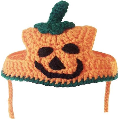 Déguisements d'Halloween pour animaux de compagnie : chapeau citrouille pour chat, chapeau tricoté pour chien, costume de fête ou de festival. (1/5)