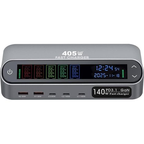 Écran LCD de Bureau Multi-Fonction 470W/405W Chargeur GAN 140W Charge Type-C Prise EU Multi-Port 405W (1/5)