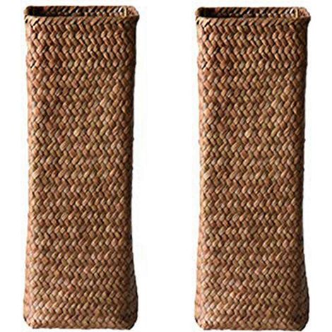 2x Rattan-Blumenvase, Bambuskörbe, Dekorationsvasen, Blumen- und Obstkörbe, hohe Vasen für die Heimdekoration, braun (1/5)
