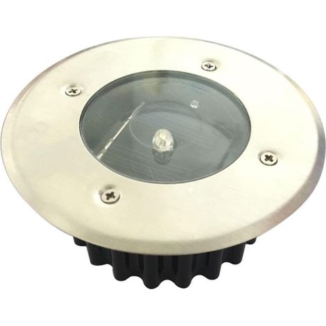 Un ensemble de 3 petites lampes solaires d'extérieur rondes en acier inoxydable. (1/5)