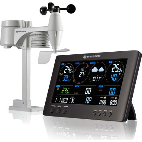 Station météo connectée ClearView – Capteur 7-en-1 Wi-Fi – Écran couleur 8,3 pouces – Mémoire historique et prévisions météo – Bresser