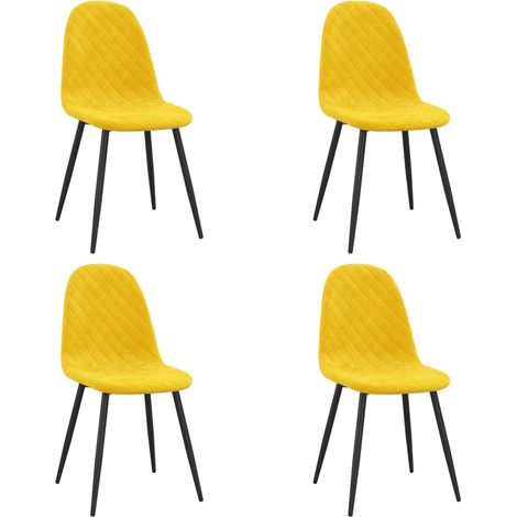 Chaises de salle à manger 4 pcs Jaune moutarde Velours 4 (1/5)