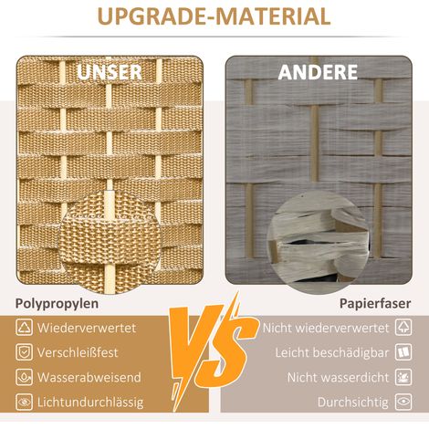 Paravent pliant 4 panneaux, cloison de séparation naturelle pour salon, chambre, bureau à domicile, écran de confidentialité pliable (1/5)