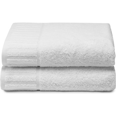 2 Serviettes de Douche Blanches Hotel Grandes de Bain 100% Coton Blanc 70 x 140 cm (1/5)
