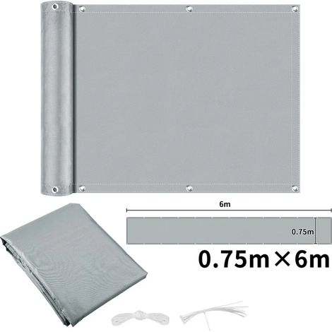 (Gris clair 75x600CM) Écran de clôture d'intimité imperméable avec perforations, résistant aux UV, convient aux patios extérieurs. (1/5)
