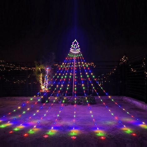 Guirlandes colorées de décoration de noël en plein air, lumières lumineuses, prises européennes, lumières de cascade d'arbre de noël (1/4)