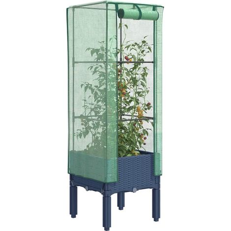 Hochbeet mit Gewächshaus-Aufsatz Rattan-Optik 40x40x140 cm