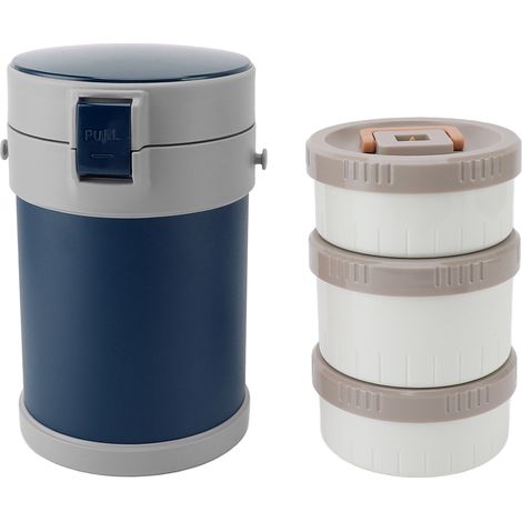 Zaino termico con tracolla, capacità 2,0 L, acciaio inox 304, isolamento sottovuoto, per studenti e professionisti, porta pranzo con scomparti, adatto al microonde, blu