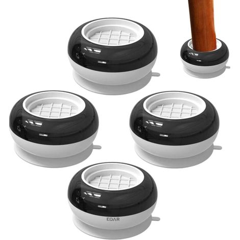 Set di 4 piedini EDAR, antivibrazione, antirumore e antiscivolo per lavatrice, mobili, asciugatrice, frigorifero, bianco/nero (1/5)