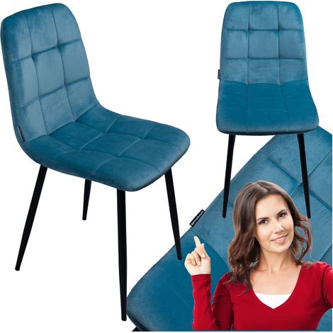 Gepolsterter Samtsessel für Wohnzimmer, Esszimmer, Loft, blau