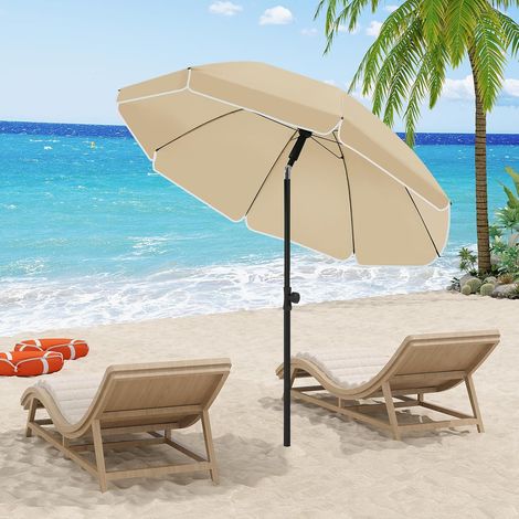 WOLTU Ombrellone Spiaggia Inclinabile, per Balcone/Giardino/Spiaggia, Rotondo da 1,55 m Taupe