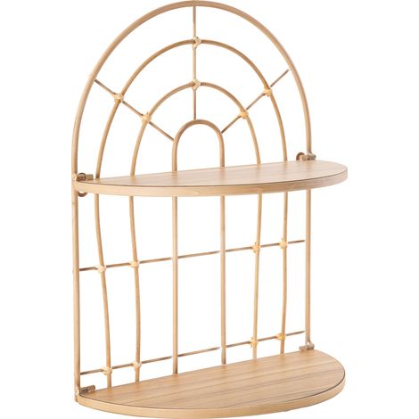 Regal Daleka, 2 Ablagen, Rattan-Finish, Eichenton, 35x18x46h cm Braun Eiche