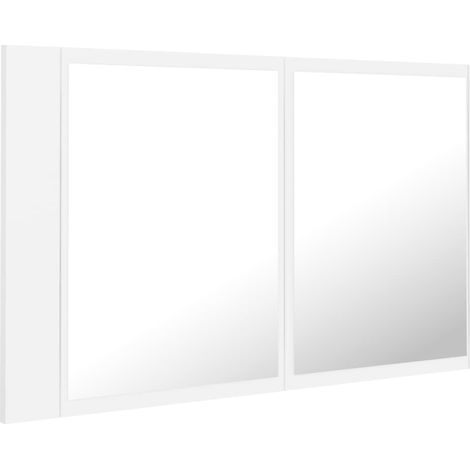 Armoire salle de bain à miroir led 80 x 12 x 45 cm acrylique blanc (1/4)