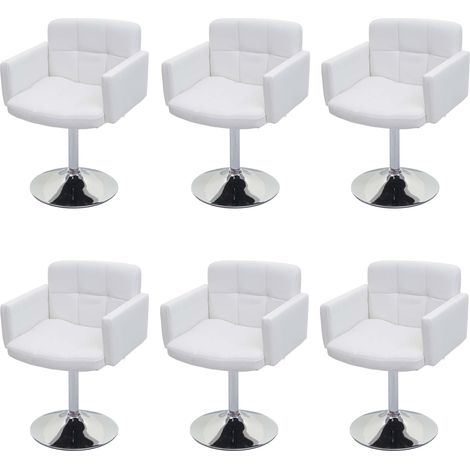 Lot de 6 chaises de salle à manger Orlando, chaise de cuisine pivotante Chaise, similicuir chromé certifié MVG, blanc (1/5)