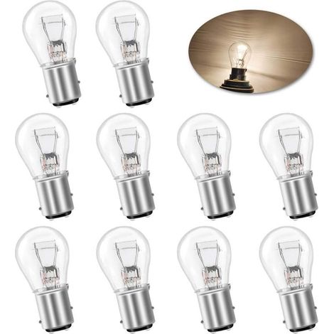 10PCS S25 P21/5W BAY15D 1157 ampoule 12V 21W Original Ampoule de feu de freinage arrière - blanc chaud (1/3)